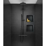Raft incastrat patrat cu rama Balneo Wall Box, 30x30x10 cm, negru - imagine 4