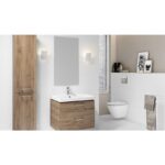 Set mobilier suspendat si lavoar Cersanit Lara, 80x45 cm, nuc - imagine 6