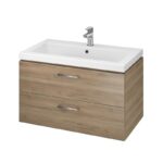 Set mobilier suspendat si lavoar Cersanit Lara, 80x45 cm, nuc