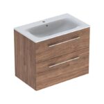 Set mobilier cu lavoar Geberit Selnova Square, 80 cm, nuc american hickory