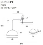 Lustra Cometshine Maxlight, auriu mat, 2xE27, cod P0454 - imagine 2