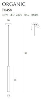 Pendul Organic Maxlight, cupru satinat, led 1x1W, cod P0458 - imagine 3