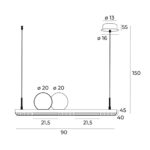 Suspensie Momo Maxlight, negru-auriu, led 35W, cod P0487 - imagine 2