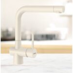 Baterie bucatarie Schock Laios Cristadur Magnolia, aspect granit, cartus ceramic, crem - imagine 4
