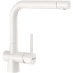 Baterie bucatarie Schock Laios Cristadur Polaris, aspect granit, cartus ceramic, alb polar