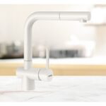 Baterie bucatarie Schock Laios Cristadur Polaris cu cap extractibil, aspect granit, cartus ceramic, alb polar - imagine 4