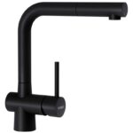 Baterie bucatarie Schock Laios Cristadur Puro cu cap extractibil, aspect granit, cartus ceramic, negru intens