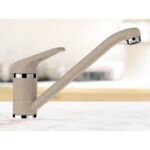 Baterie bucatarie Schock Cosmo Cristalite Sabbia, aspect granit, cartus ceramic, crem - imagine 3