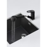 Baterie bucatarie Schock Cosmo Cristalite Alpina cu cap extractibil, 2 tipuri de jet, aspect granit, cartus ceramic, alb - imagine 3