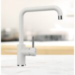 Baterie bucatarie Schock Fonos Cristalite Alpina, aspect granit, cartus ceramic, alb - imagine 3
