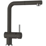 Baterie bucatarie Schock Epos Cristalite Asphalt cu cap extractibil, aspect granit, cartus ceramic, gri asfalt