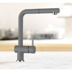 Baterie bucatarie Schock Epos Cristalite Croma cu cap extractibil, aspect granit, cartus ceramic, gri - imagine 4