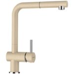 Baterie bucatarie Schock Epos Cristalite Moonstone cu cap extractibil, aspect granit, cartus ceramic, bej
