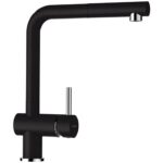 Baterie bucatarie Schock Epos Cristalite Nero cu cap extractibil, aspect granit, cartus ceramic, negru