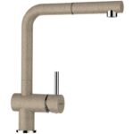 Baterie bucatarie Schock Epos Cristalite Sabbia cu cap extractibil, aspect granit, cartus ceramic, nisip