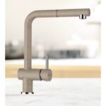 Baterie bucatarie Schock Epos Cristalite Sabbia cu cap extractibil, aspect granit, cartus ceramic, nisip - imagine 4