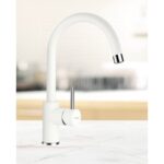 Baterie bucatarie Schock Plutos Cristalite Alpina, aspect granit, cartus ceramic, alb - imagine 5