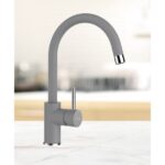 Baterie bucatarie Schock Plutos Cristalite Croma, aspect granit, cartus ceramic, gri - imagine 5