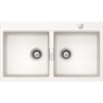 Chiuveta bucatarie Schock Horizont N-200 Cristadur Polaris 860x500 mm cu sifon automat, granit, montare pe blat, alb polar