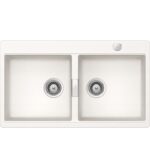 Chiuveta bucatarie Schock Horizont N-200 Cristadur Polaris 860x500 mm cu sifon automat, granit, montare pe blat, alb polar