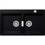 Chiuveta bucatarie Schock Horizont N-200 Cristadur Puro 860x500 mm cu sifon automat, granit, montare pe blat, negru intens