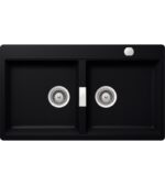 Chiuveta bucatarie Schock Horizont N-200 Cristadur Puro 860x500 mm cu sifon automat, granit, montare pe blat, negru intens