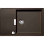 Chiuveta bucatarie Schock Tia D-100LS Cristadur Bronze 780x500 mm cu sifon automat, granit, reversibila, montare pe blat, maro bronz