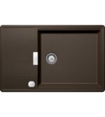 Chiuveta bucatarie Schock Tia D-100LS Cristadur Bronze 780x500 mm cu sifon automat, granit, reversibila, montare pe blat, maro bronz