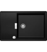 Chiuveta bucatarie Schock Tia D-100LS Cristadur Magma 780x500 mm cu sifon automat, granit, reversibila, montare pe blat, negru metalizat