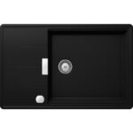 Chiuveta bucatarie Schock Tia D-100LS Cristadur Puro 780x500 mm cu sifon automat, granit, reversibila, montare pe blat, negru intens