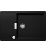 Chiuveta bucatarie Schock Tia D-100LS Cristadur Puro 780x500 mm cu sifon automat, granit, reversibila, montare pe blat, negru intens