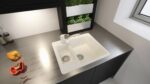 Chiuveta bucatarie Schock Manhattan N-150 Cristalite Alpina 610x510 mm, granit, reversibila, montare pe blat, alb - imagine 4