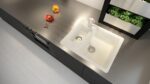 Chiuveta bucatarie Schock Manhattan N-150 Cristalite Alpina 610x510 mm, granit, reversibila, montare pe blat, alb - imagine 3