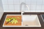 Chiuveta bucatarie Schock Horizont N-200 Cristadur Polaris 860x500 mm cu sifon automat, granit, montare pe blat, alb polar - imagine 6