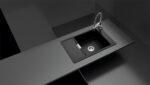 Chiuveta bucatarie Schock Mono D-100XS Cristadur Silverstone 780x510 mm, granit, reversibila, montare pe blat, gri inchis - imagine 7