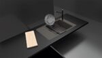 Chiuveta bucatarie Schock Mono D-100XS Cristadur Silverstone 780x510 mm, granit, reversibila, montare pe blat, gri inchis - imagine 5