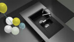 Chiuveta bucatarie Schock Mono D-150 Cristadur Magma 860x510 mm, granit, reversibila, montare pe blat, negru metalizat - imagine 3