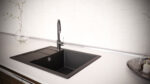Chiuveta bucatarie Schock Ronda D-100L Cristalite Alpina 650x500 mm, granit, reversibila, montare pe blat, alb - imagine 6