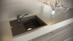 Chiuveta bucatarie Schock Ronda D-100L Cristalite Alpina 650x500 mm, granit, reversibila, montare pe blat, alb - imagine 4