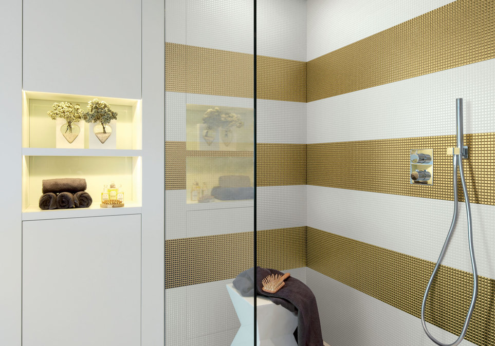 diva-mosaico-mosaic-appiani-colore-color-gold-oro-glossy-lucido-bath-bagno Mozaic ceramic Appiani Diva Mustard , 30x30 cm - imagine 1