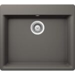 Chiuveta bucatarie Schock Galaxy N-100 Cristadur Silverstone 600x530 mm, granit, montare pe blat, gri inchis