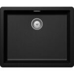 Chiuveta bucatarie Schock Greenwich N-100L Cristadur Magma, 556x456 mm, granit, montare pe/sub blat, negru metalizat