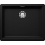 Chiuveta bucatarie Schock Greenwich N-100L Cristadur Puro 556x456 mm, granit, montare pe/sub blat, negru intens