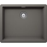 Chiuveta bucatarie Schock Greenwich N-100L Cristadur Silverstone 556x456 mm, granit, montare pe/sub blat, gri inchis
