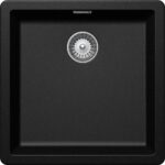 Chiuveta bucatarie Schock Greenwich N-100 Cristadur Magma 456x456 mm, granit, montare pe/sub blat, negru metalizat
