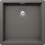 Chiuveta bucatarie Schock Greenwich N-100 Cristadur Silverstone 456x456 mm, granit, montare pe/sub blat, gri inchis