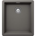 Chiuveta bucatarie Schock Greenwich N-100S Cristadur Silverstone 406x456 mm, granit, montare pe/sub blat, gri inchis