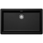 Chiuveta bucatarie Schock Greenwich N-100XL Cristadur Magma 750x456 mm, granit, montare pe/sub blat, negru metalizat