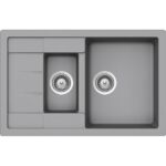 Chiuveta bucatarie Schock Manhattan D-150S Cristalite Croma 780x500 mm, granit, reversibila, montare pe blat, gri