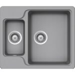 Chiuveta bucatarie Schock Manhattan N-150 Cristalite Croma 610x510 mm, granit, reversibila, montare pe blat, gri deschis